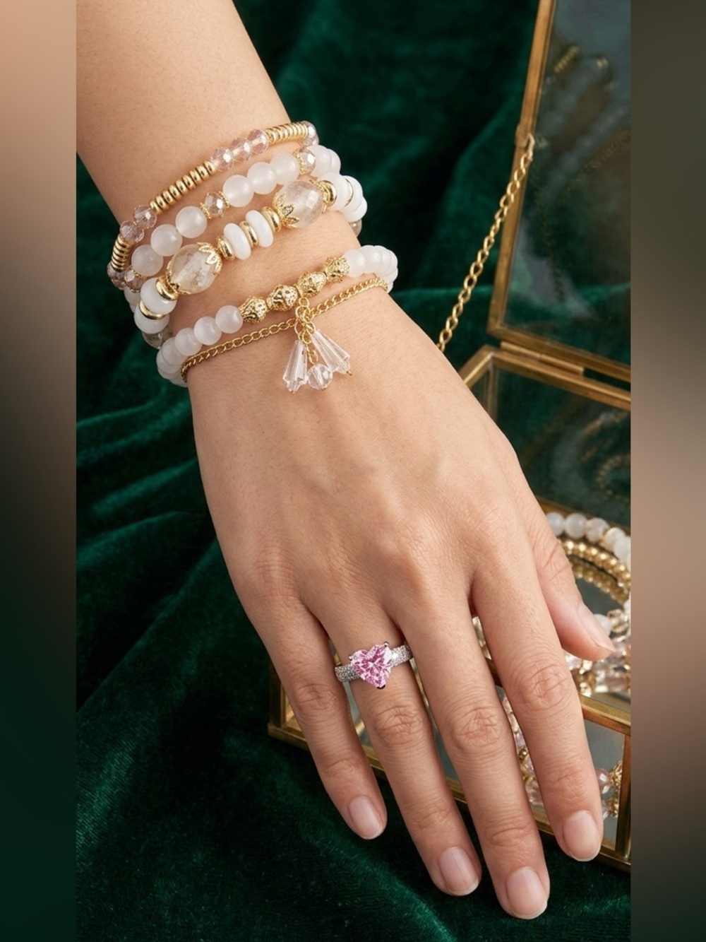 🩷 925 Sterling Silver Pink Heart Sapphire Ring